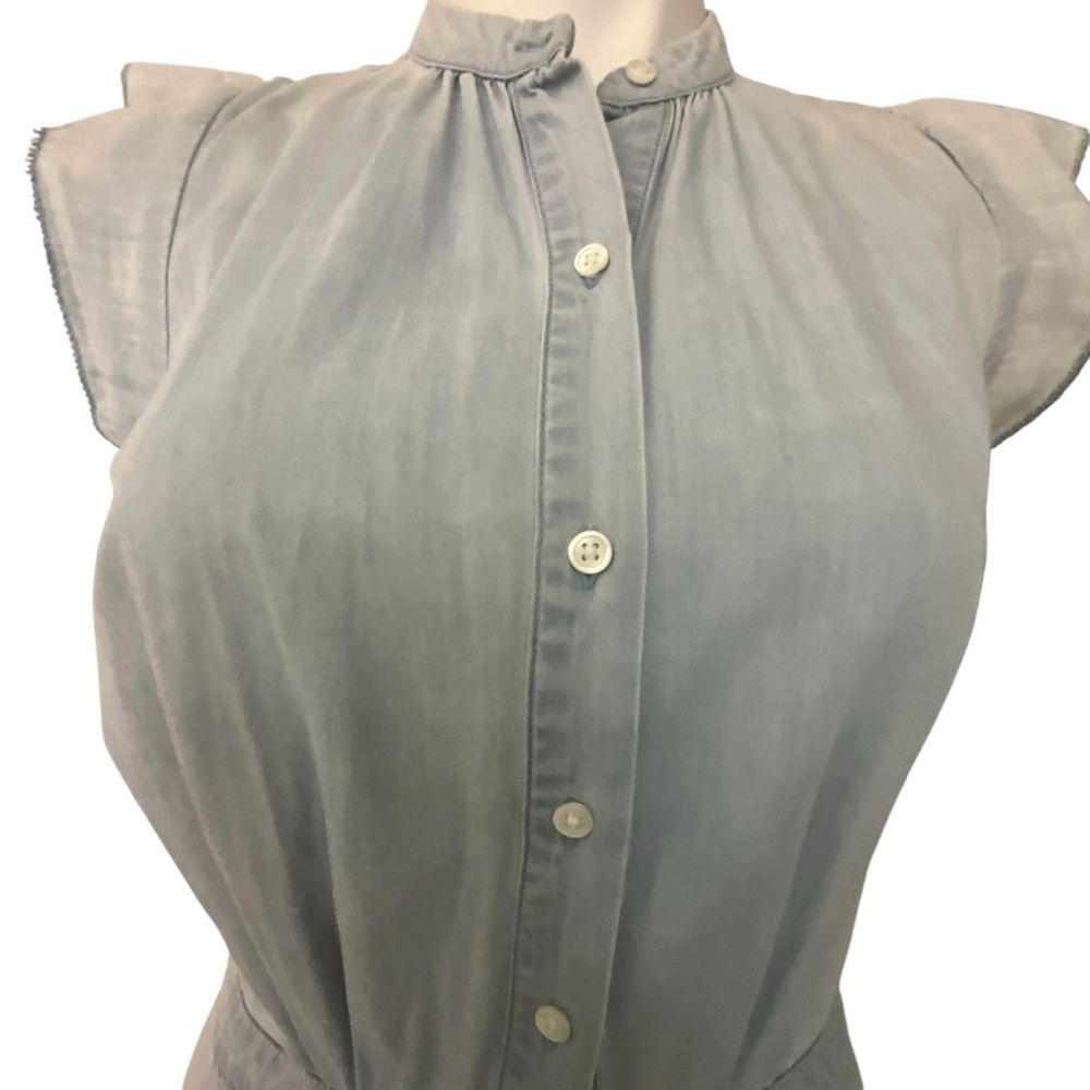 Joie’ Awel Light Blue Button Front Chambray Midi Dress in Western Fade - Picture 8 of 16